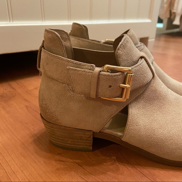 Michael Kors Suede Gold Buckle Booties - Picture 2 of 8